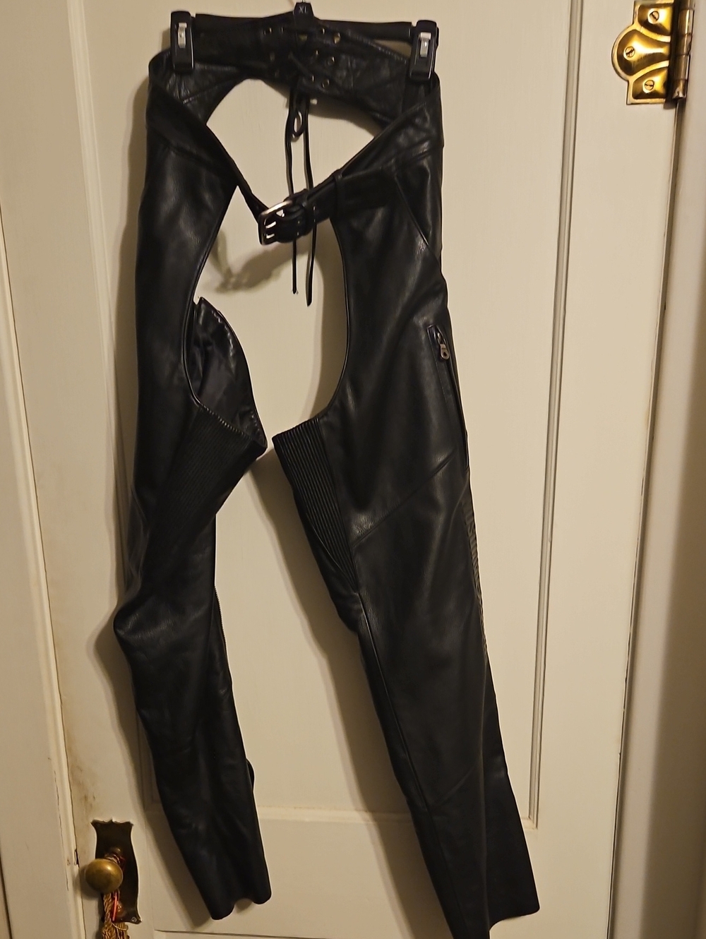 Harley-Davidson Black Leather Chaps Interior Label with Eagle Pin